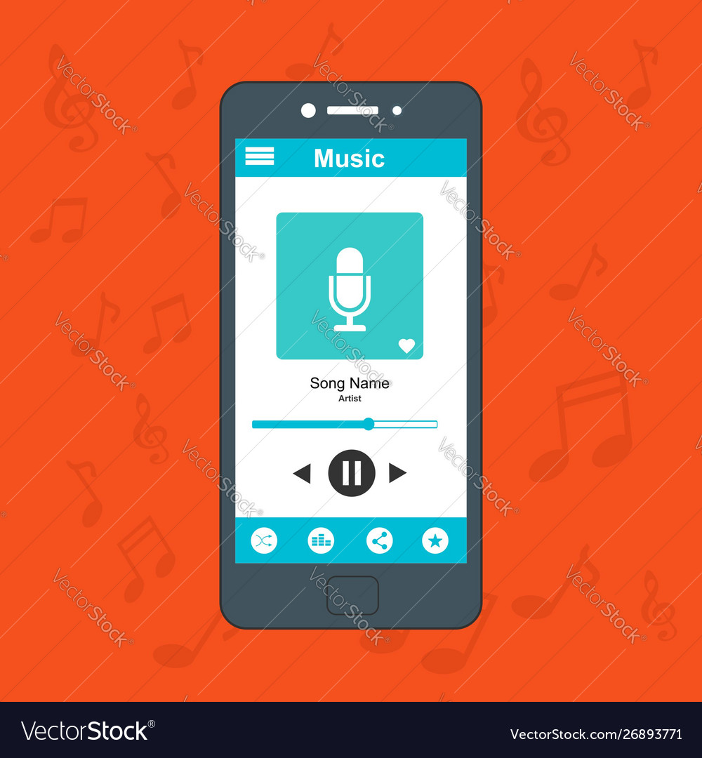 Media player application app template with flat Vector Image