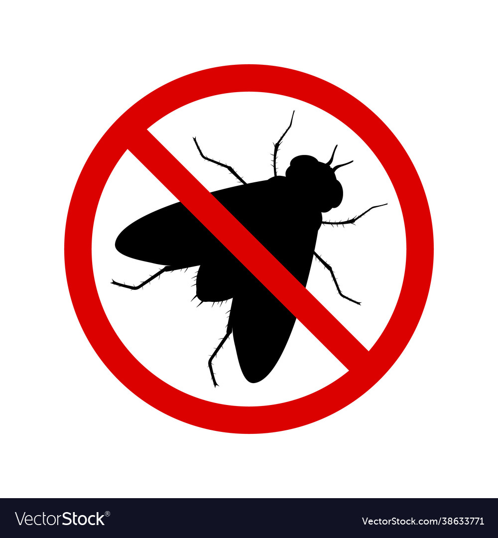 No Fly With Ban Sign Anti Pest Control Royalty Free Vector