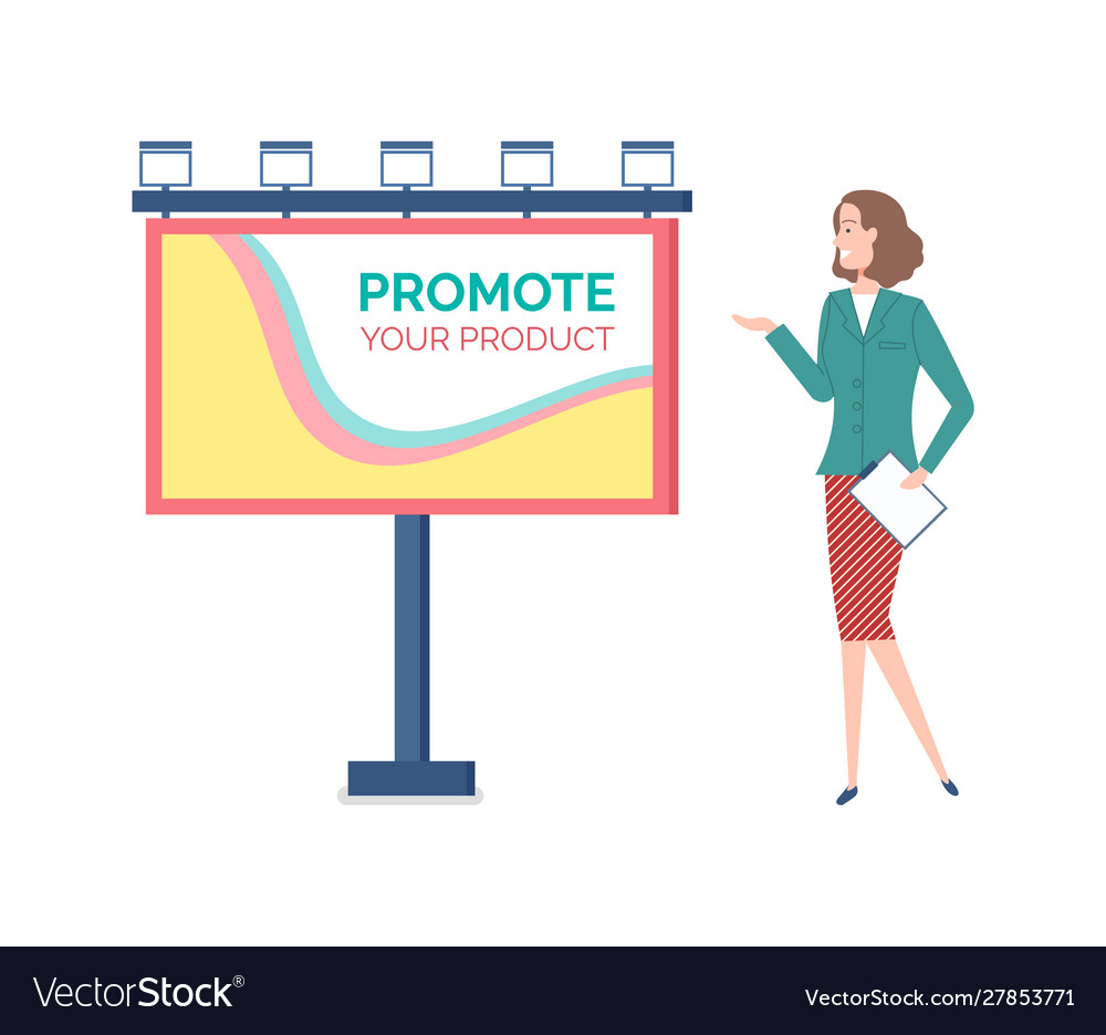 Promote advertisement woman showing billboard