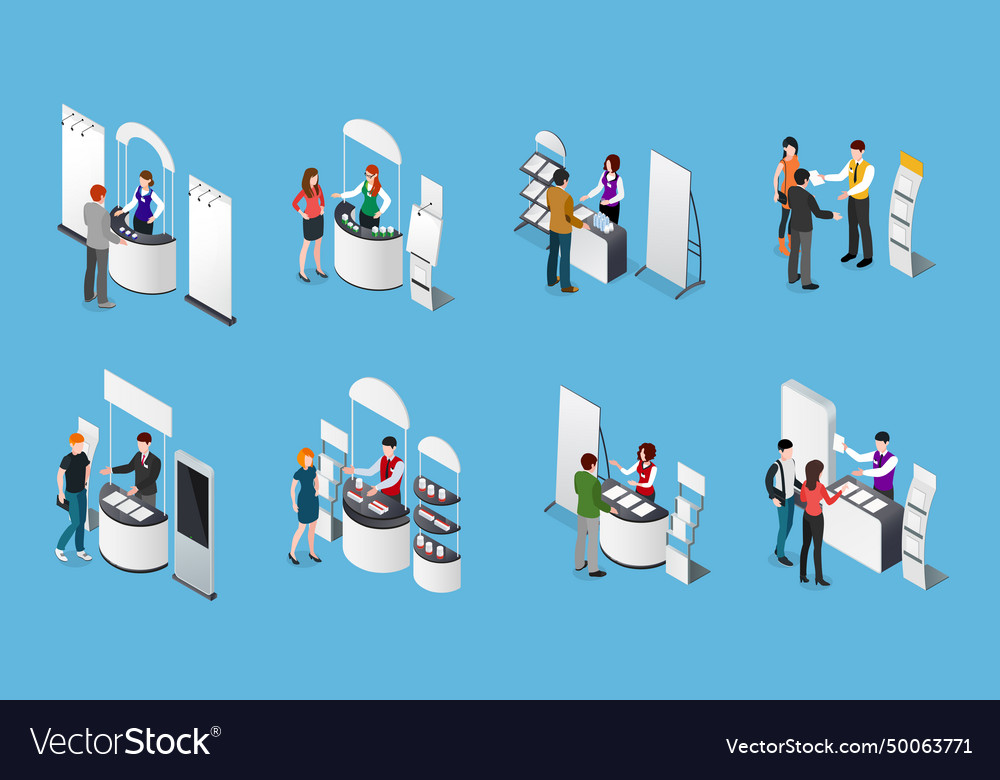 Promotional stands isometric set