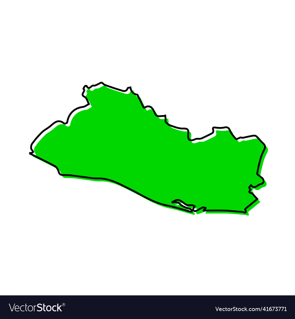 Simple Outline Map Of El Salvador Stylized Line Vector Image