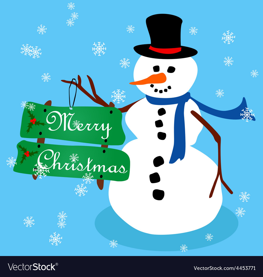 Snowman christmas card-3 Royalty Free Vector Image