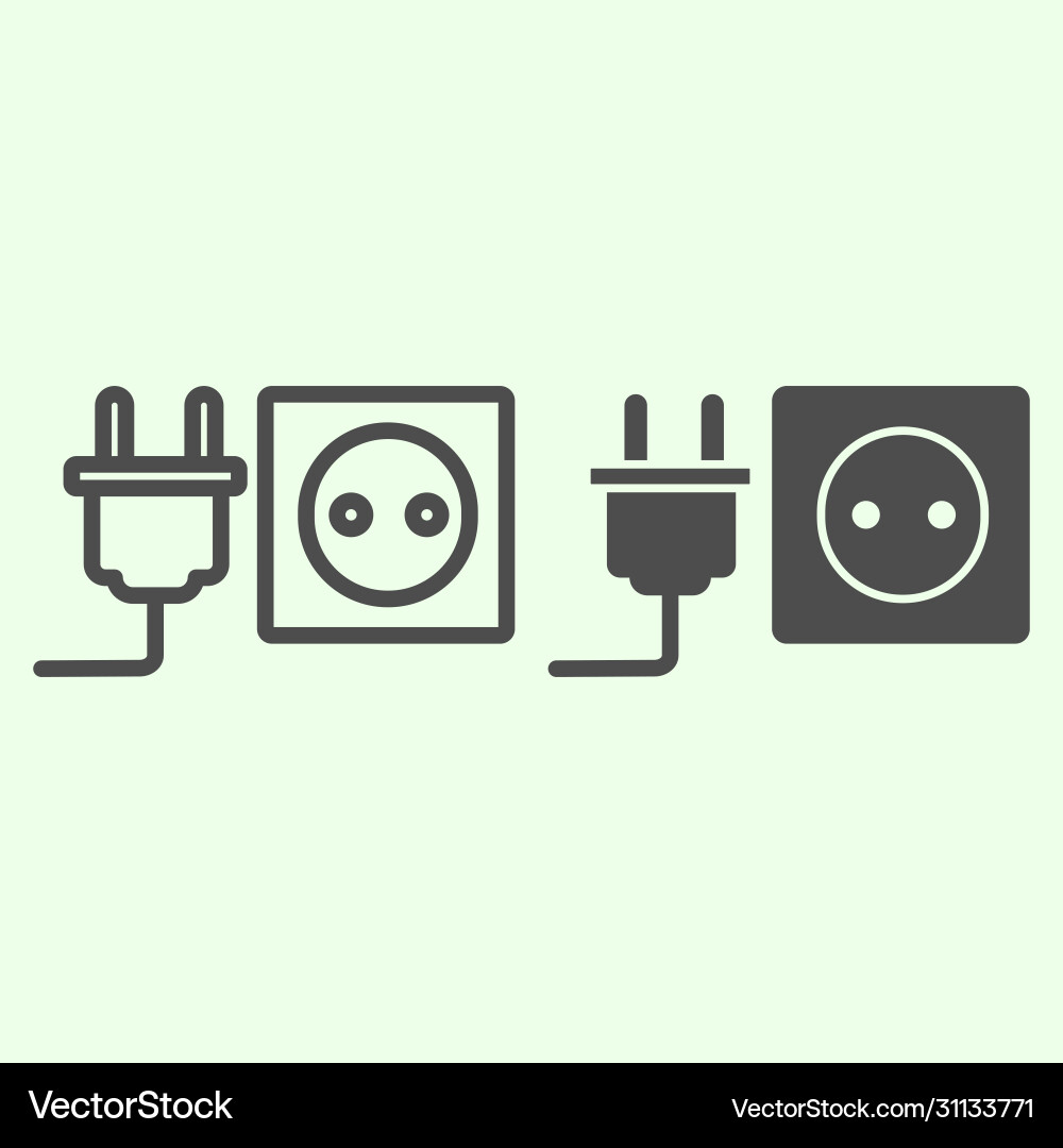 Socket with plug line and solid icon unplugged Vector Image