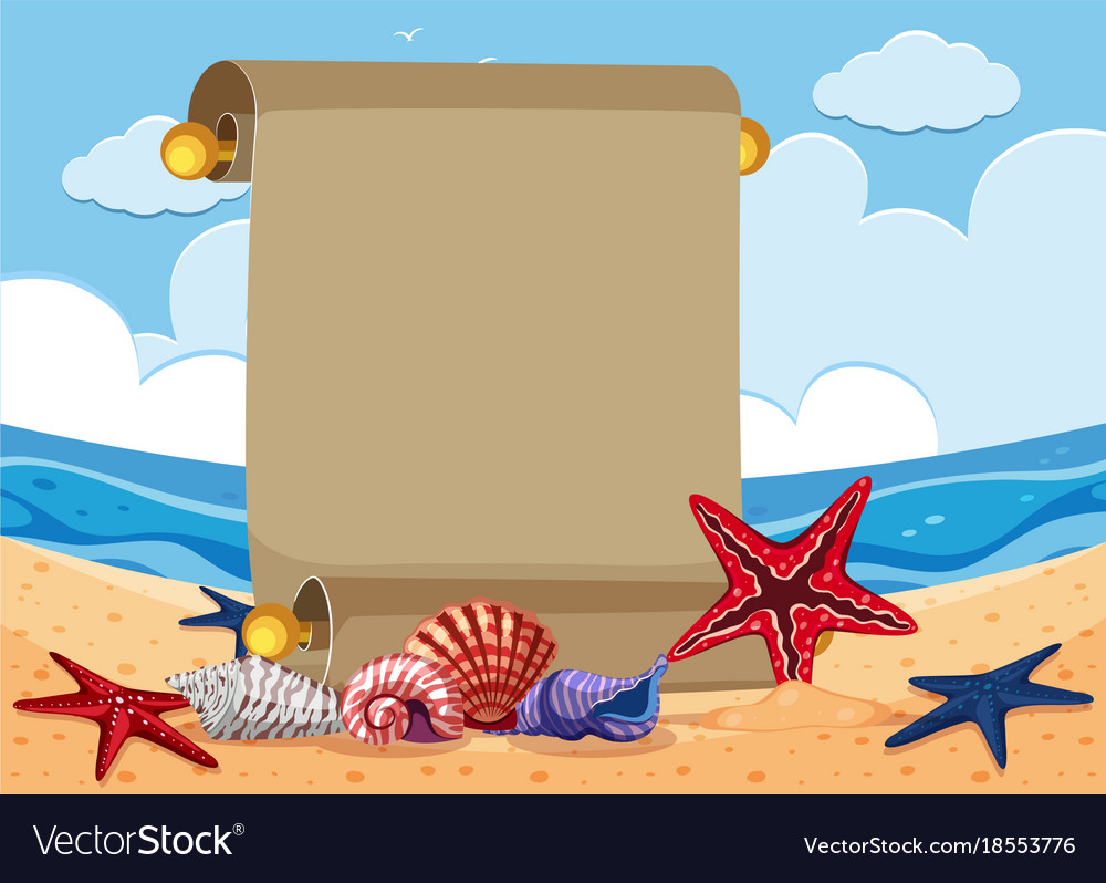 Banner Template With Starfish On The Beach Vector Image