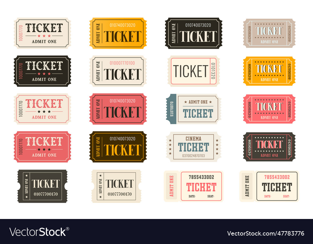 Big set of tickets Royalty Free Vector Image - VectorStock