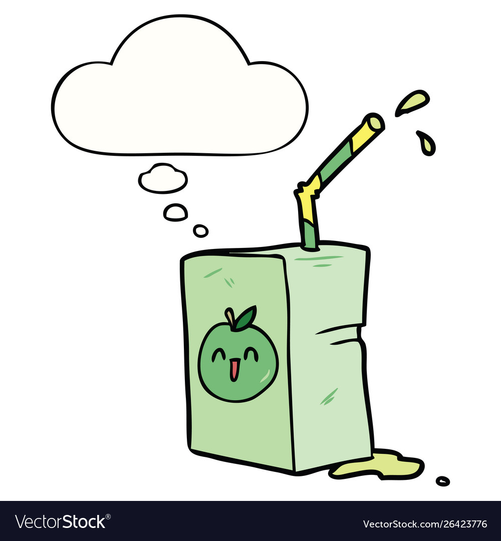 Cartoon juice box and thought bubble