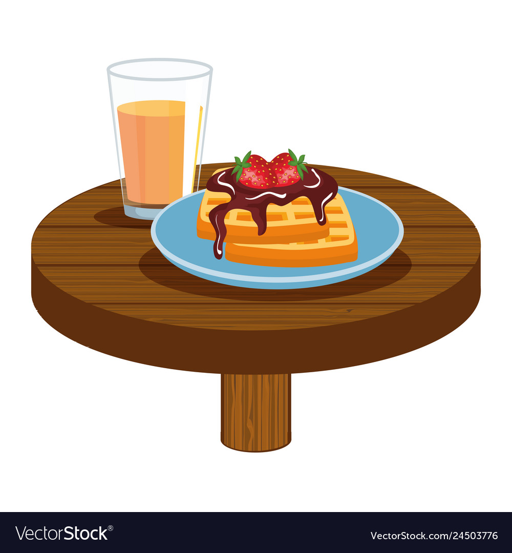 Delicious breakfast in wooden table