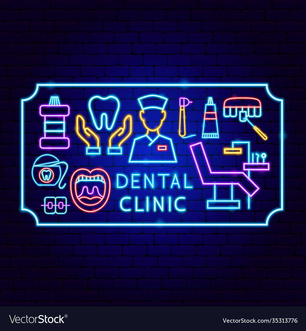 Dental clinic frame neon concept