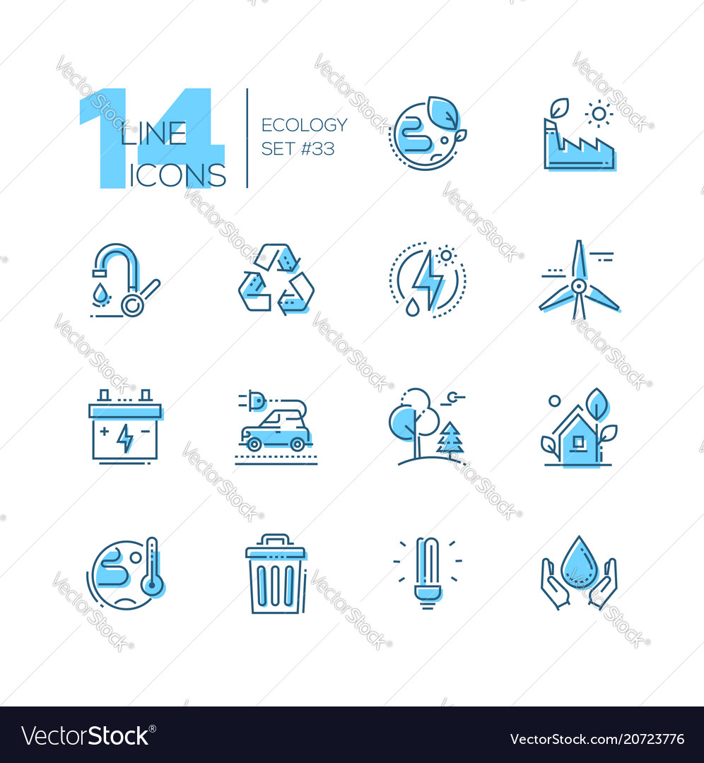 Ecology - set of line design style icons Vector Image