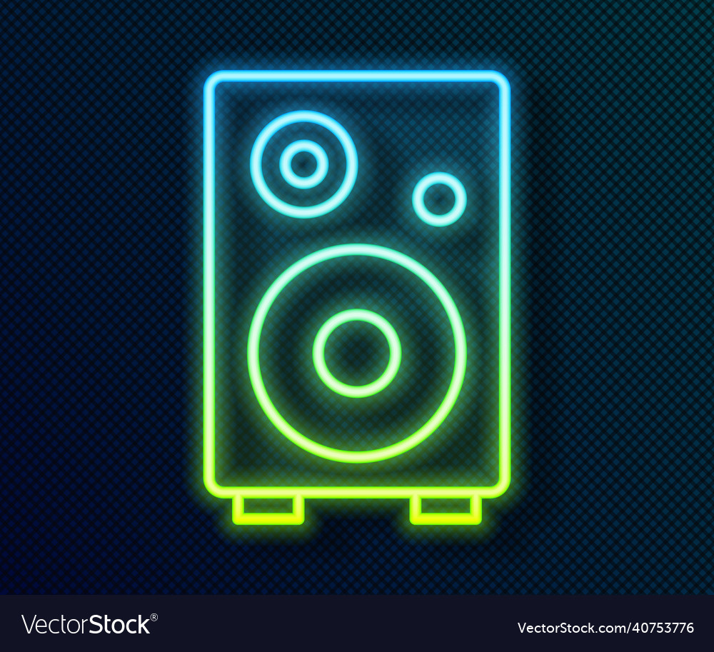 Glowing neon line stereo speaker icon isolated Vector Image