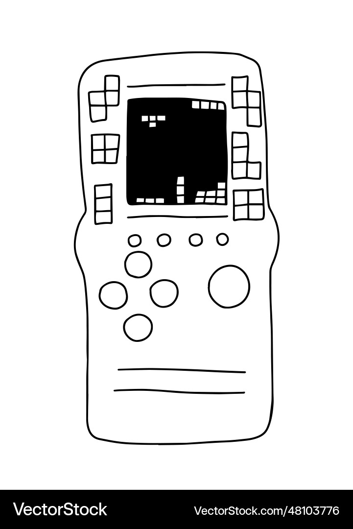 Hand drawn brick game console Royalty Free Vector Image