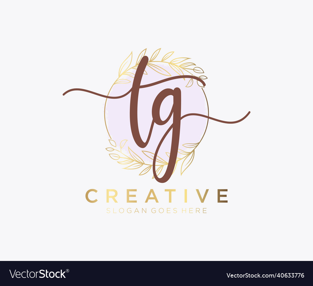 Initial tg feminine logo usable for nature salon