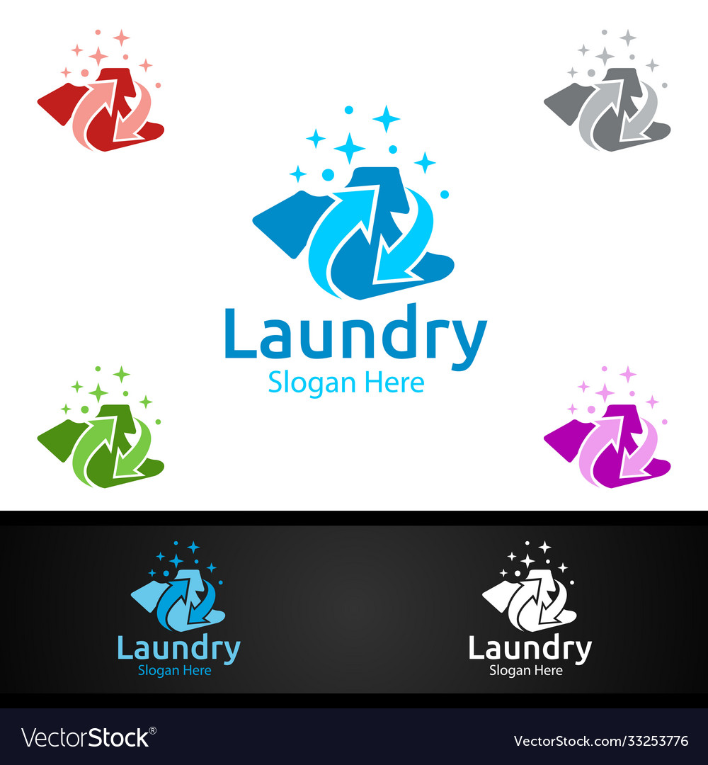 Laundry dry cleaners logo with clothes water Vector Image