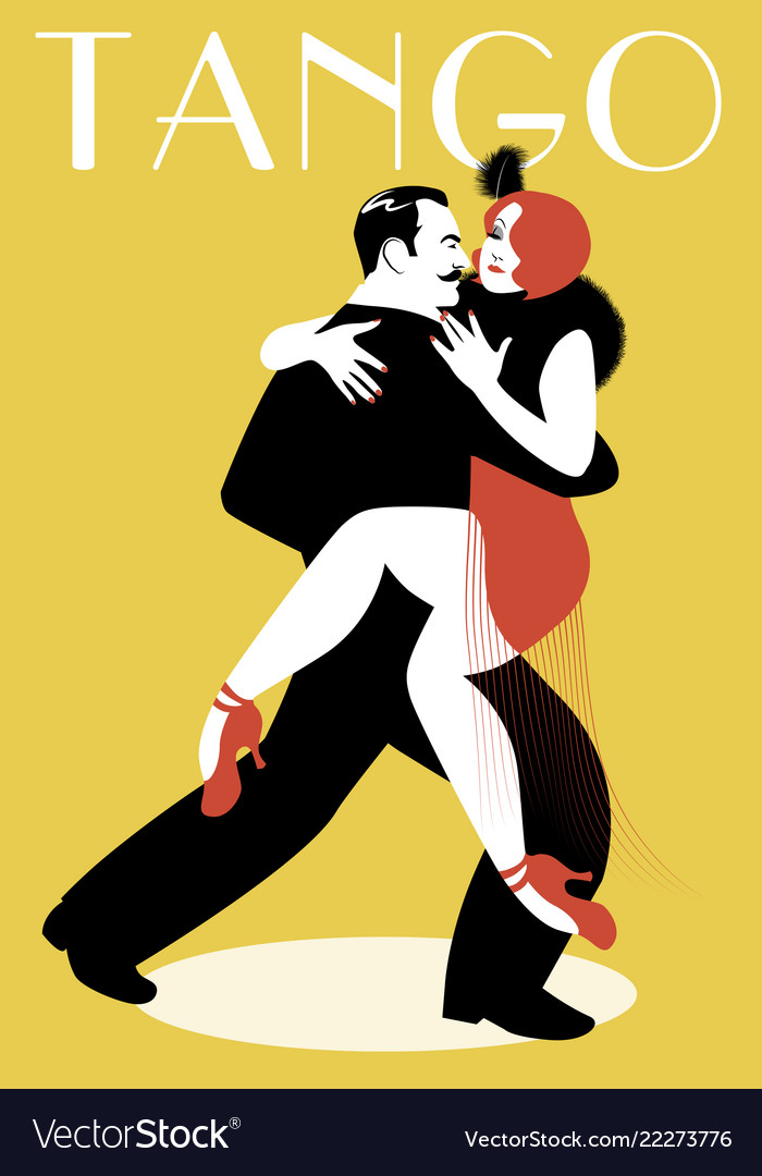 Passionate couple dancing tango-03-01 Royalty Free Vector