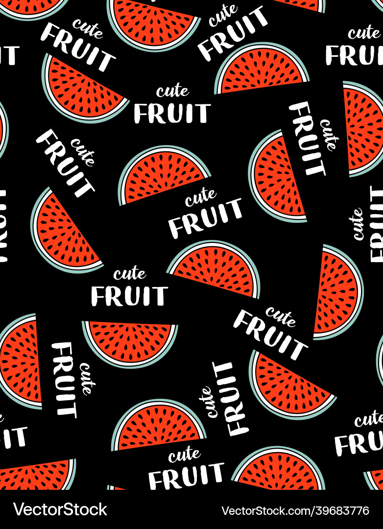 Watermelon cute seamless pattern on black Vector Image
