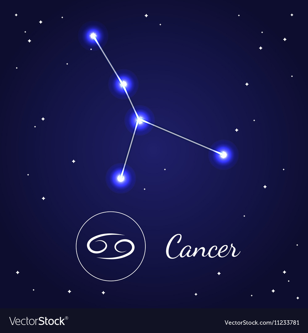 Cancer zodiac sign stars on the cosmic sky Vector Image