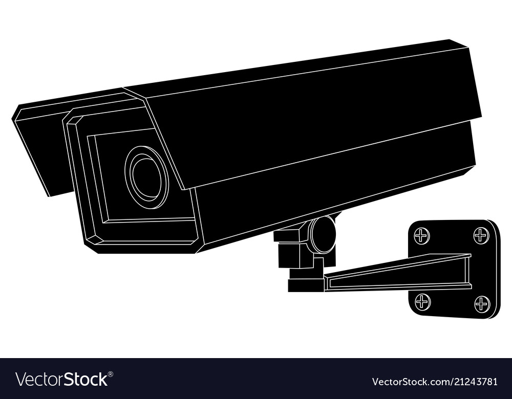 Cctv security camera black outline drawing Vector Image