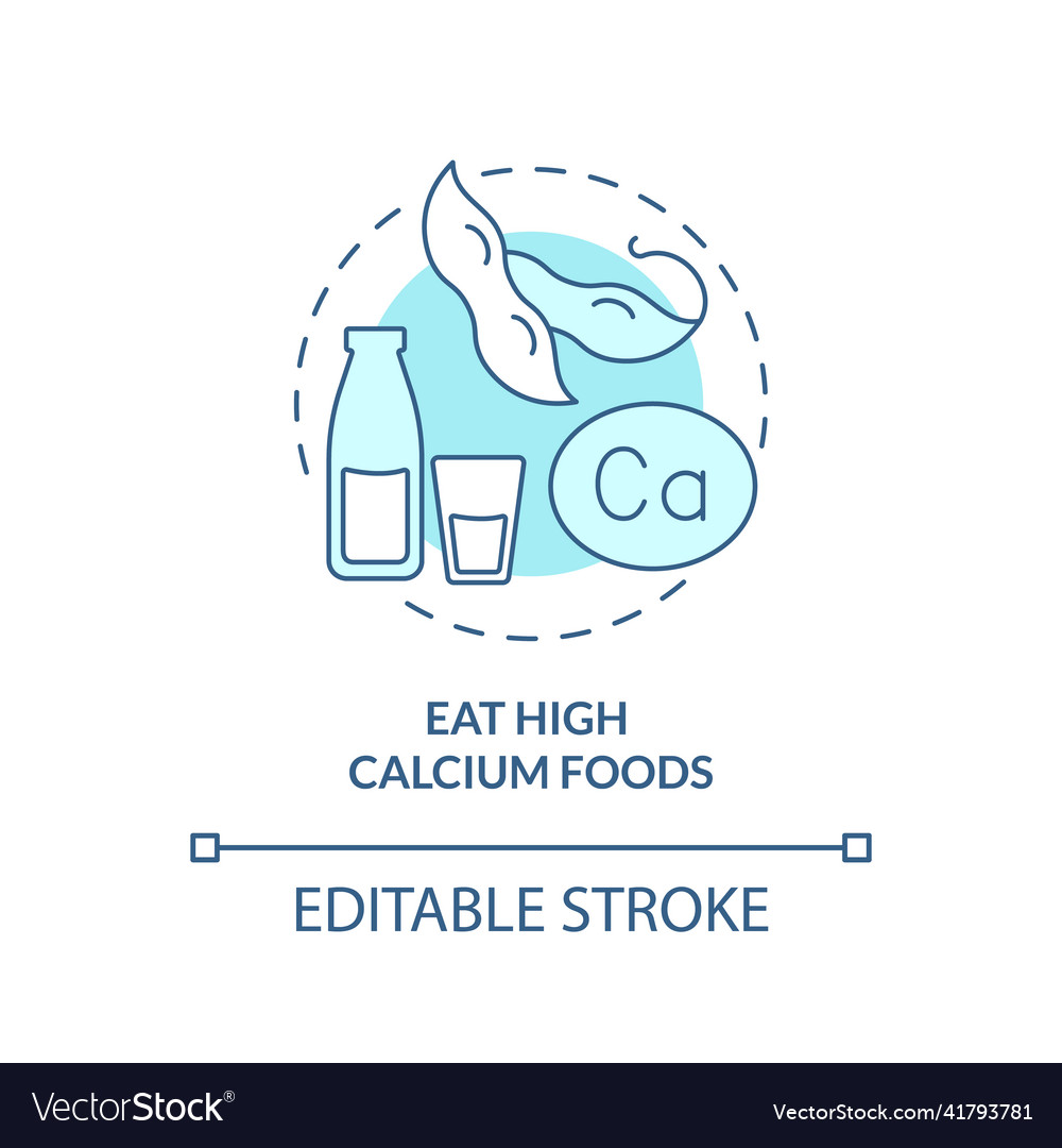 Eat high calcium foods turquoise concept icon