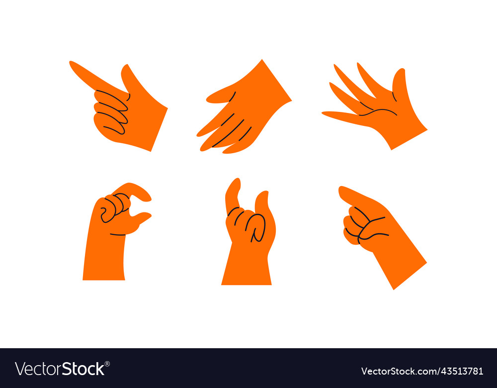 Hands showing different gestures holding vector image Hands showing different gestures holding
