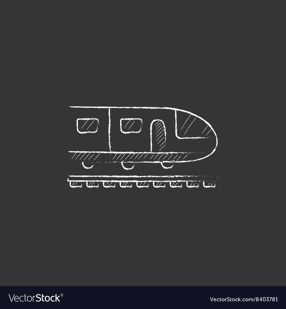 Modern high speed train drawn in chalk icon