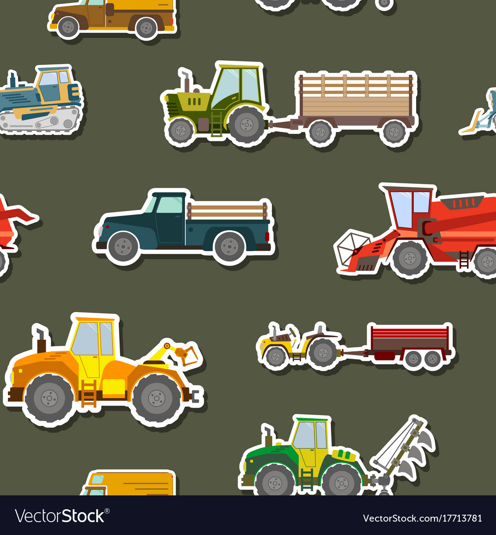 Seamless pattern with agricultural machinery Vector Image