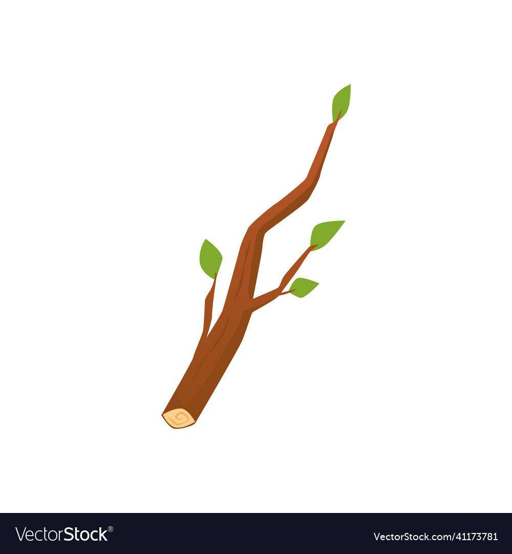 Tree lumber cut branch or twigs cartoon flat