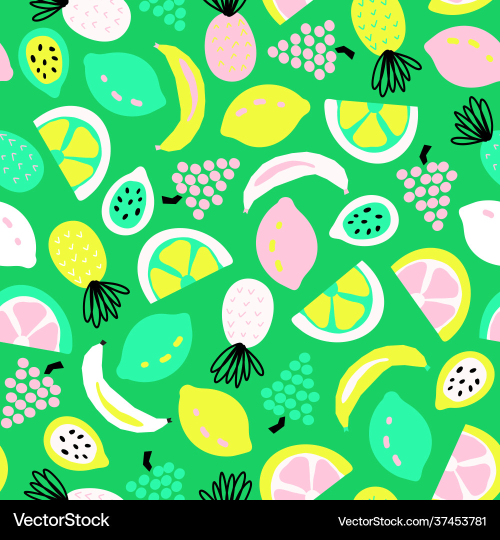 Tropical summer fruit seamless pattern Royalty Free Vector