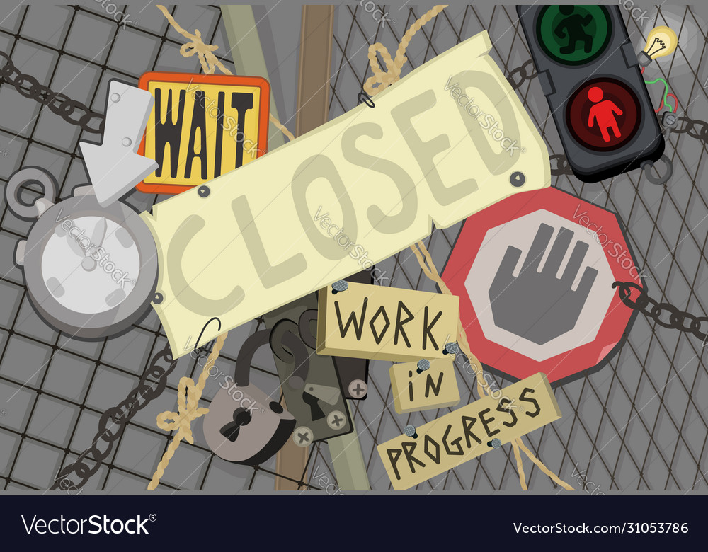 Closed under construction cartoon Royalty Free Vector Image