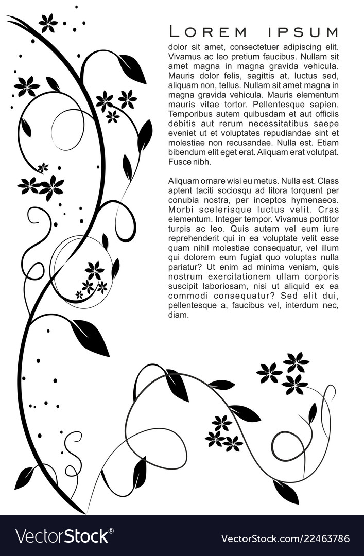 Flourish motif monochrome black ornament on white