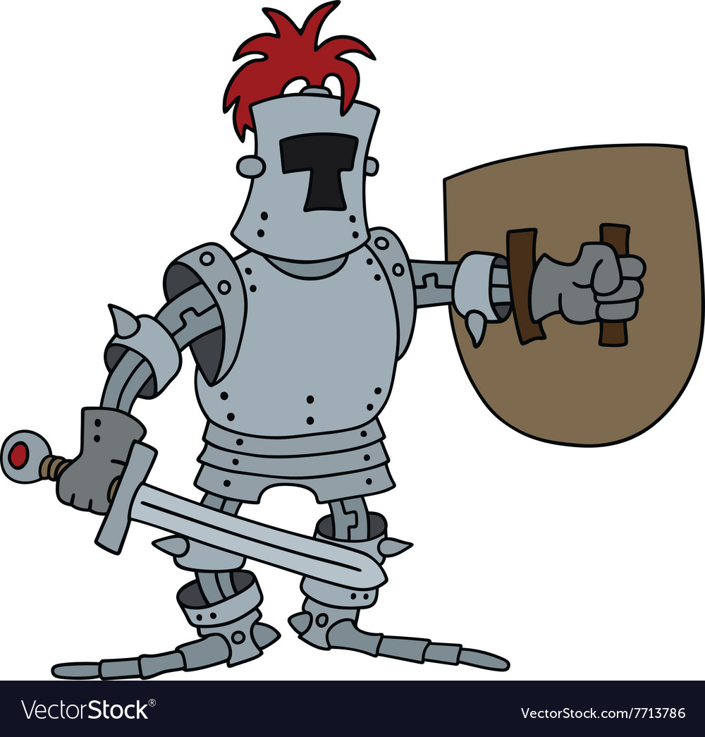 Funny knight with a sword Royalty Free Vector Image