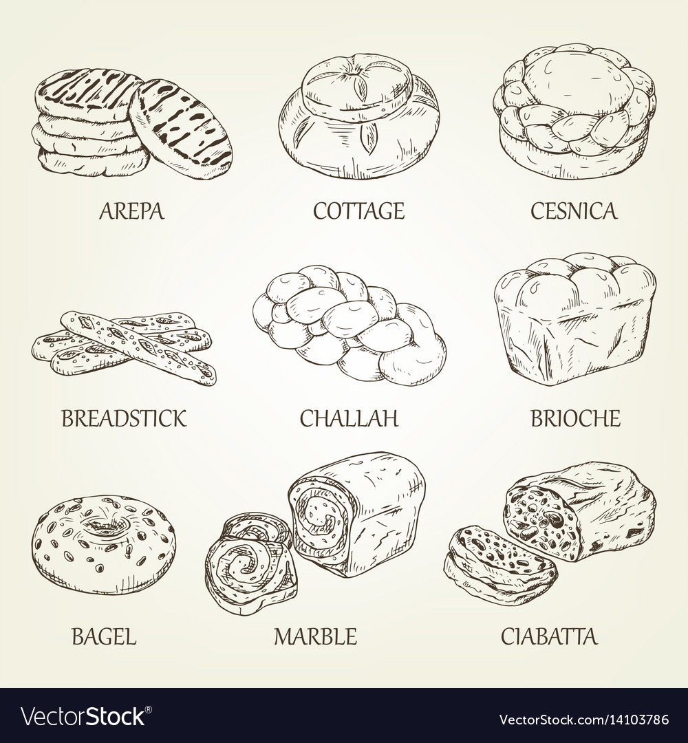 Hand-drawing collection of bakery products