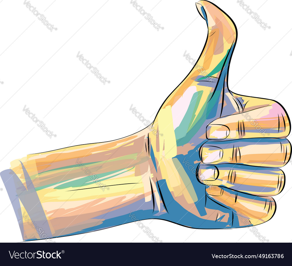 Hand showing symbol like making thumb up gesture Vector Image