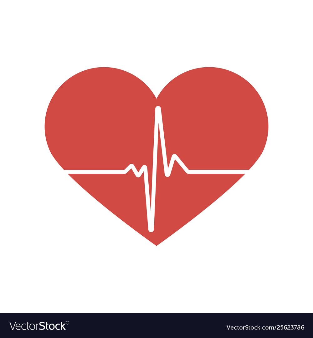 Heartbeat heart beat pulse flat icon for medical Vector Image