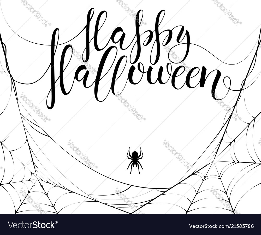 Lettering happy halloween in black and white