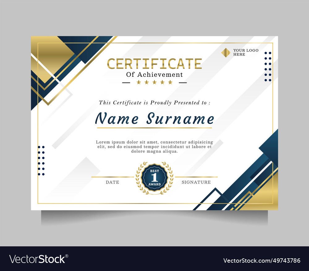 Modern certificate of achievement template Vector Image