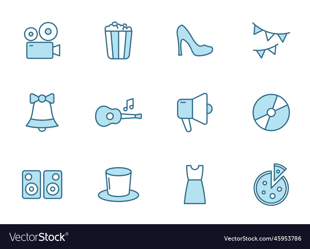 Party outline icons in two colors Royalty Free Vector Image