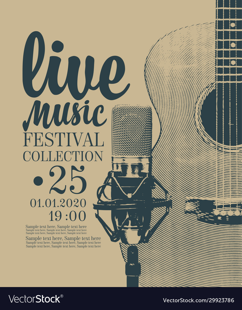 Poster for live music festival with guitar and mic