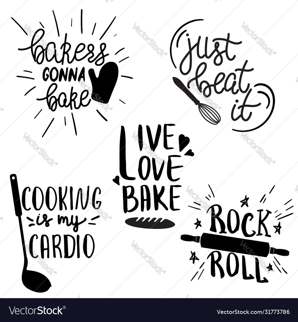 Set Hand Drawn Funny Sayings Kitchen Stock Vector (Royalty Free) 1459000244