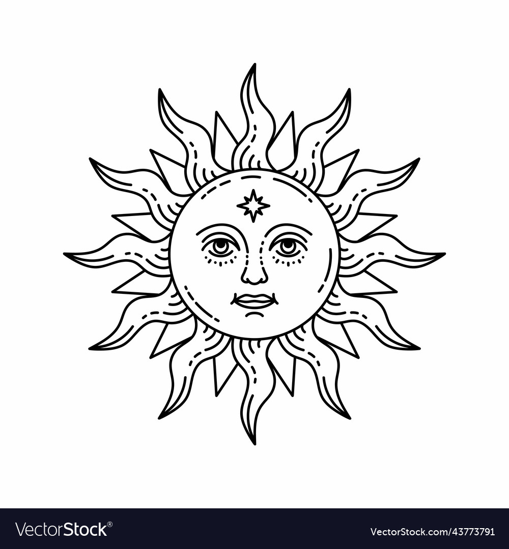 Celestial of sun with face and opened eyes Vector Image