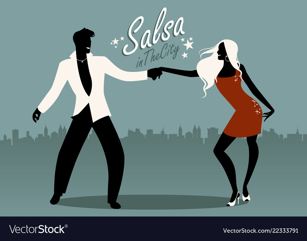 Salsa dance to latin music of couple people happy Vector Image