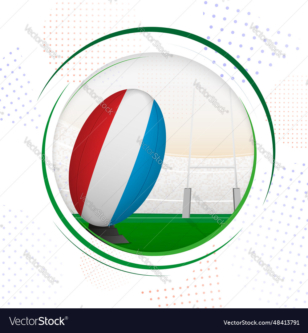 Flag of luxembourg on rugby ball round icon