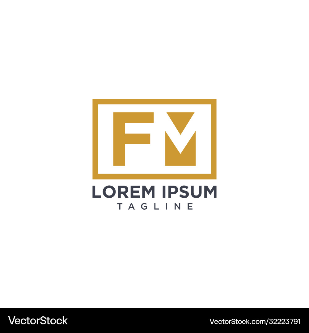 Fm negative space logo Royalty Free Vector Image