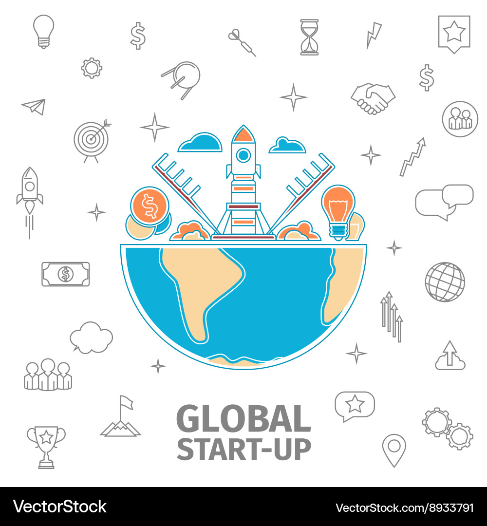 Global startup concept Royalty Free Vector Image