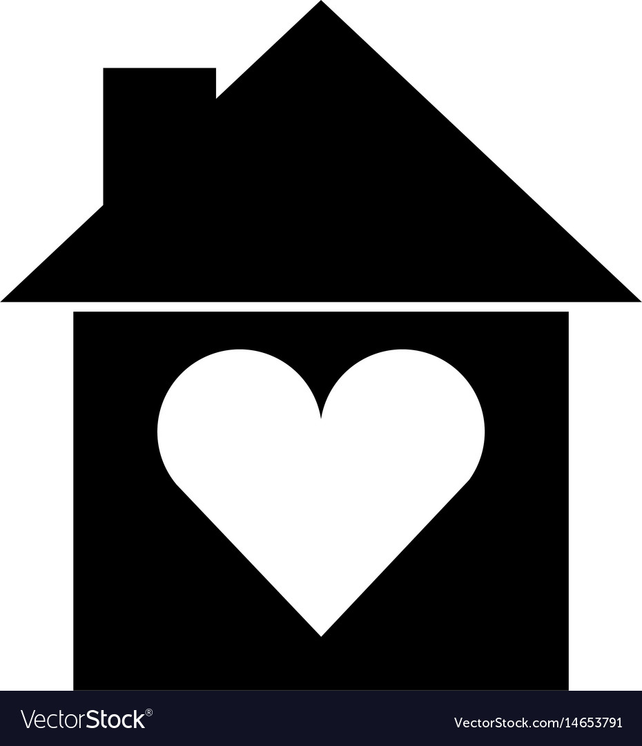 Download House silhouette with heart Royalty Free Vector Image