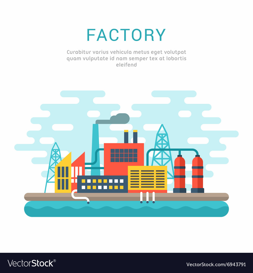 Industrial factory buildings flat style conceptual