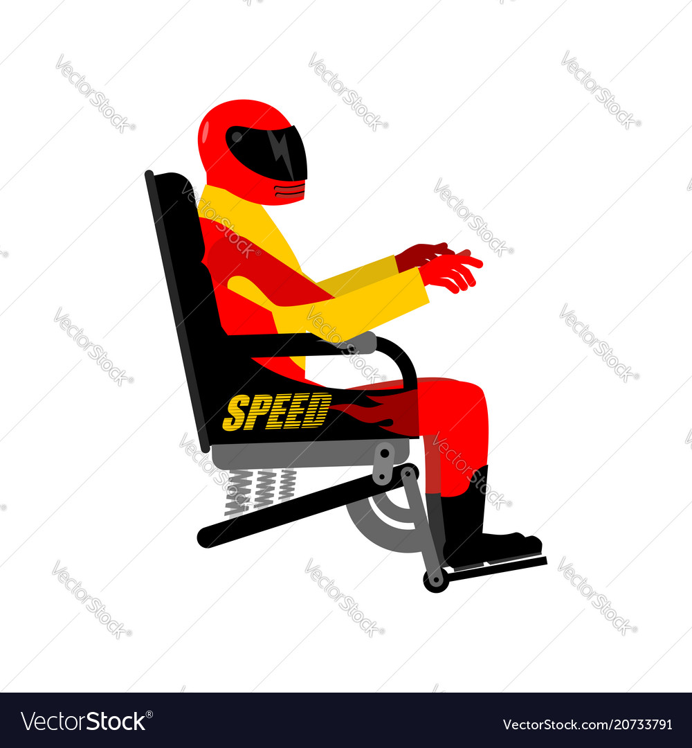 Racer in chair isolated rider helmet