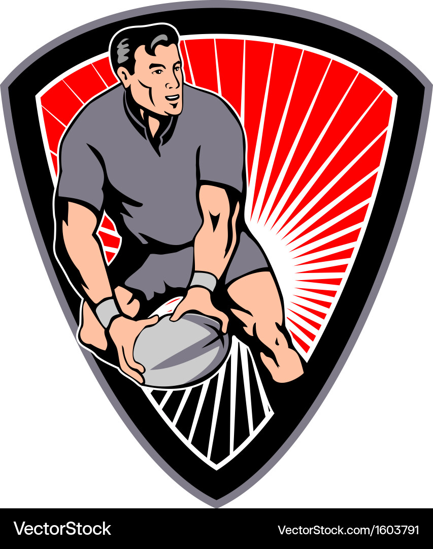 Rugby passing ball shield Royalty Free Vector Image