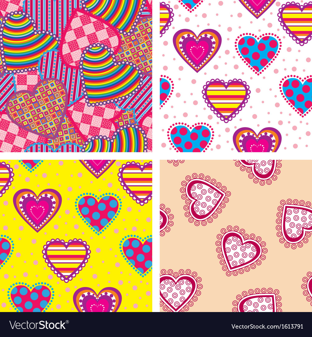 Set heart pattern Royalty Free Vector Image - VectorStock