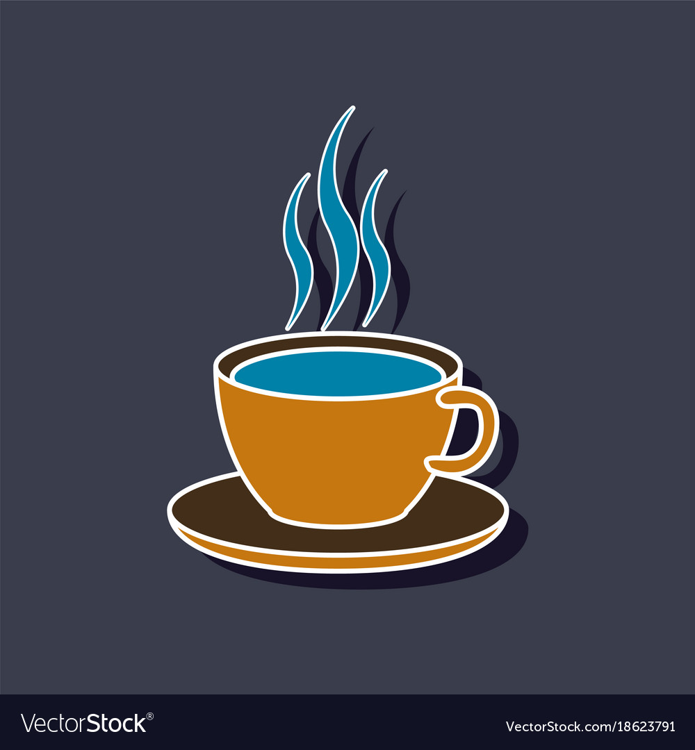 Sweet dessert in paper sticker cup of coffee Vector Image