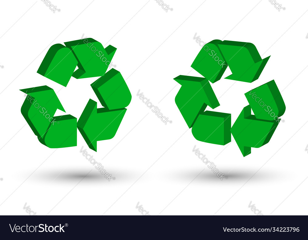 3d arrow signs for recycling waste used raw